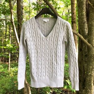 Gray St. John’s Bay Cable Knit Sweater V-Neck